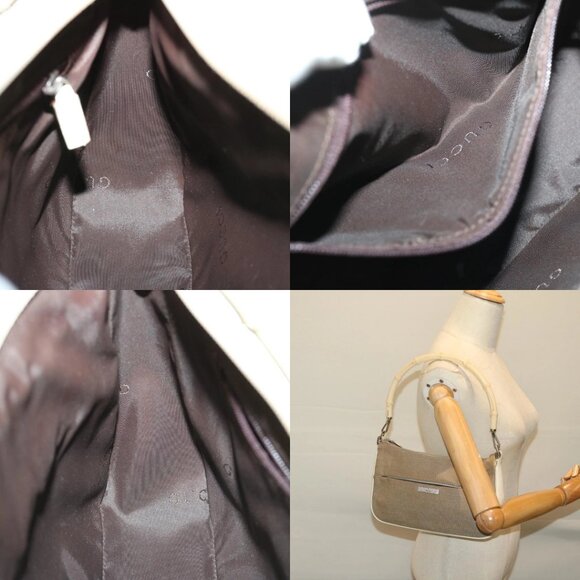 GUCCI Bamboo Hand Bag Canvas Beige 001 3865 Auth 68021 - Picture 14 of 15